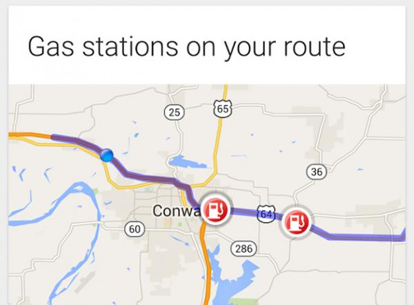 photo of Google Now starts showing gas stations along your route image