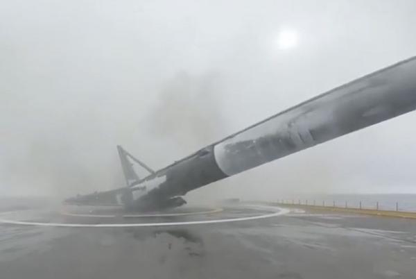 photo of Watch SpaceX's Falcon 9 rocket land, tip over, and explode image