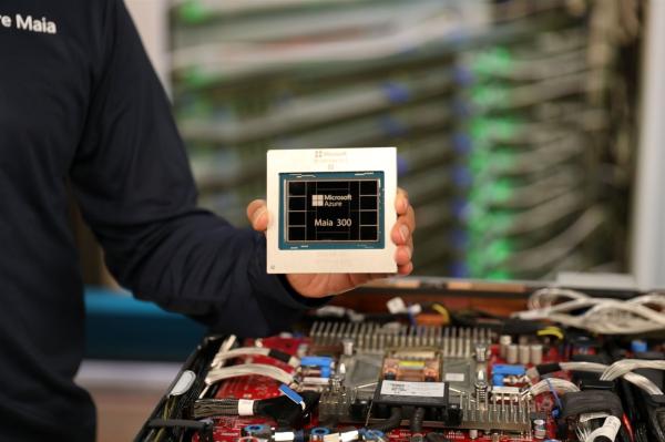 photo of Microsoft's Maia 300 rack: 96 accelerators, HBM4, mostly liquid-cooled image