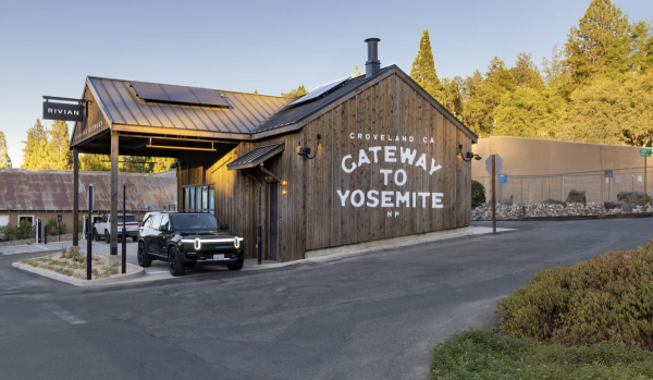 photo of Rivian opens its first Charging Outpost, a crunchy not-gas station near Yosemite image