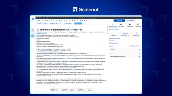 Scalenut’s AI copywriter also helps content make a dent in search engine results