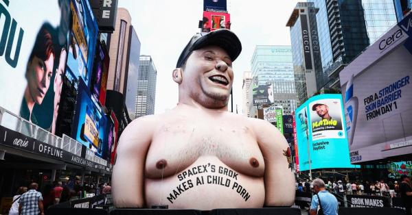 Massive Effigy of Elon Musk Raised Over…