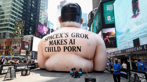 Inflatable Elon Musk Appears in Times…