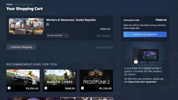 Steam checkout banner clarifies you…