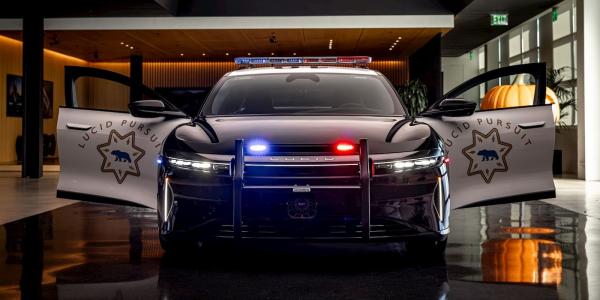 photo of Lucid’s modified Air Pursuit EV Police Cruiser will catch you if you try to run image