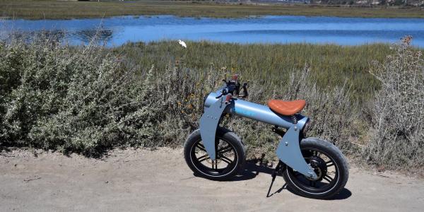 Owlet’s prototype sits between a moped…