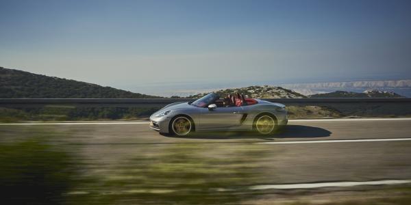 Porsche’s all-electric Boxster EV seen…