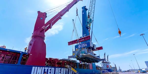 photo of Massive, 400 tonne electric cranes arrive at the Port of San Diego image