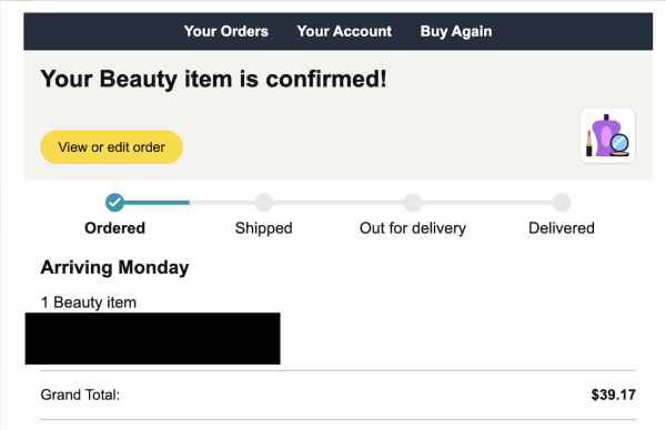 Why your Amazon order confirmation…