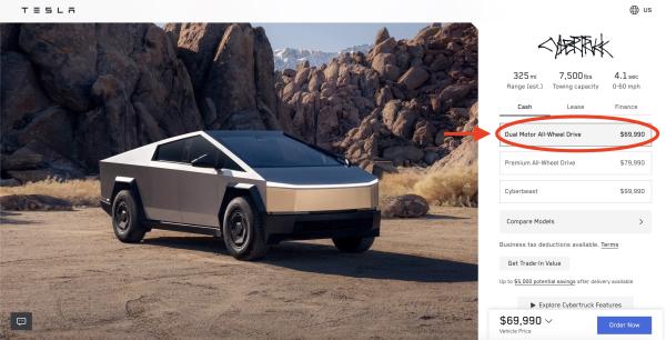 Tesla increases Cybertruck AWD price to…