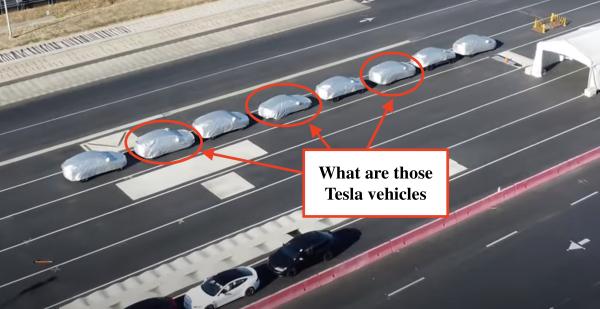 Curious Tesla vehicles under covers…