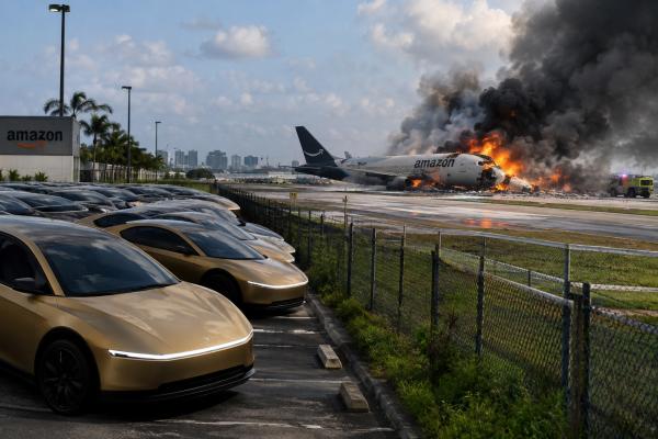 Tesla Cybercabs narrowly miss deadly…