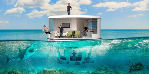 photo of This half-submerged electric houseboat may be the best tiny home ever image