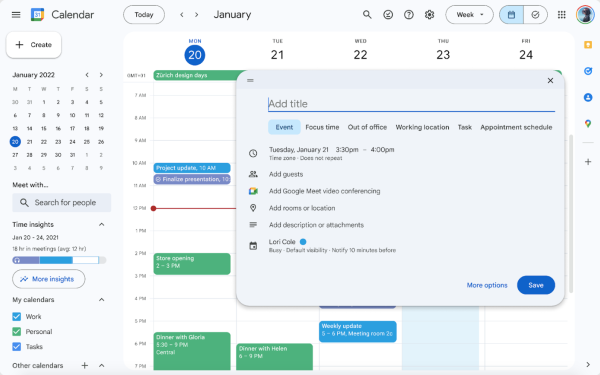 Google Calendar's web client finally…