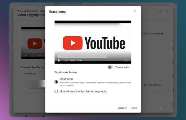 YouTube upgrades its 'erase song' tool…