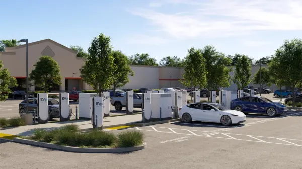 photo of EVgo starts building Tesla Superchargers under license image