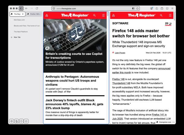 Firefox 149 beta develops a split&hellip;