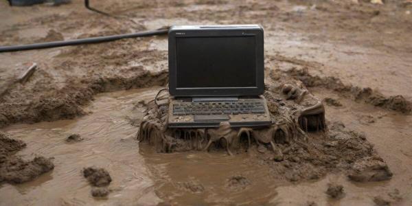 photo of 'The computer was sitting in a puddle of mud, with water up to the motherboard' image