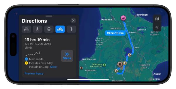 photo of Apple Maps Cycling Directions Expand to New Zealand image