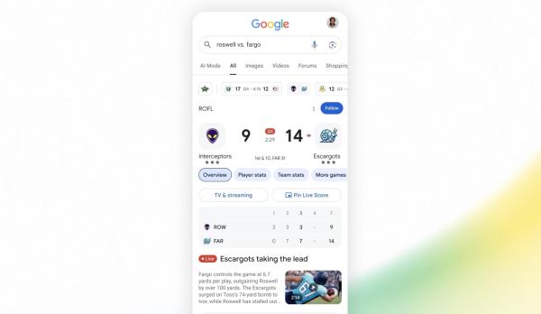 photo of Google search embraces live NFL football image