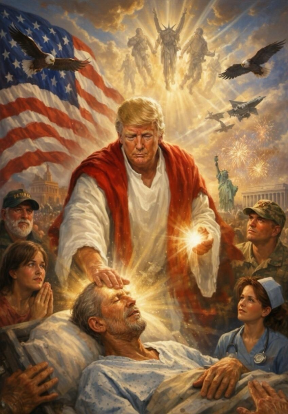photo of Trump’s posting even more AI-generated Trump-Jesus fanart image